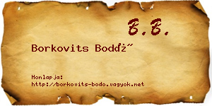 Borkovits Bodó névjegykártya